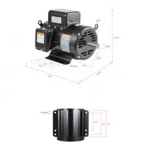 5HP Air Compressor Electric Motor 230V 25A 3450RPM 56Hz Frame CW/CCW Rotation (Factory Setting is CCW)