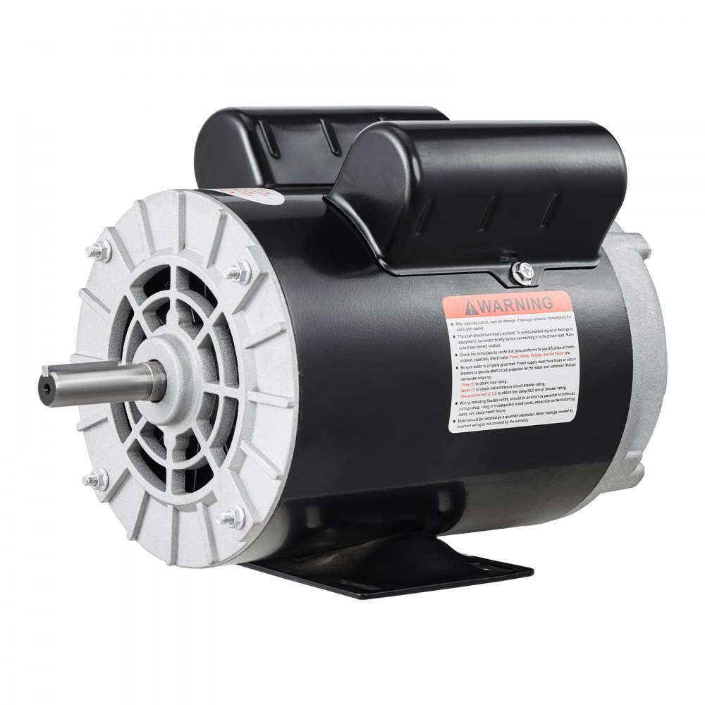 VEVOR 5HP SPL Air Compressor Electric Motor, 230V 17.6Amps, 56 Frame 3450RPM, 5/8" Keyed Shaft, 1.88" Shaft Length, CW/CCW Rotation (Factory Setting is CCW), Single Phase