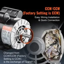 5HP SPL Air Compressor Motor 230V 17.6A 3450RPM 56 Frame CW/CCW Rotation (Factory Setting is CCW)