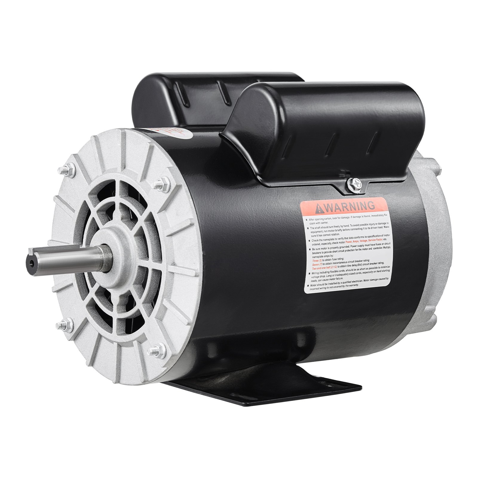 VEVOR 5HP SPL Air Compressor Electric Motor, 230V 17.6Amps, 56 Frame 3450RPM, 5/8" Keyed Shaft, 1.88" Shaft Length, CW/CCW Rotation (Factory Setting is CCW), Single Phase