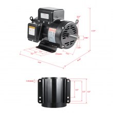 7.5HP Air Compressor Electric Motor 230V 31.6A 3450RPM 184T Frame CW/CCW Rotate (Factory Setting is CCW)