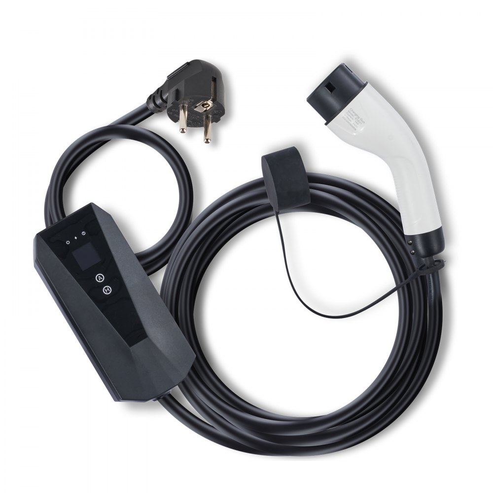 VEVOR Portable EV Charger Type 2, 16A 3.7 kW, Electric Vehicle Car Charger with 8.6m Charging Cable CEE 7/7 Plug, IEC 62196 Home EV Charging Station with Storage Bag Charging Cable Hook, IP66