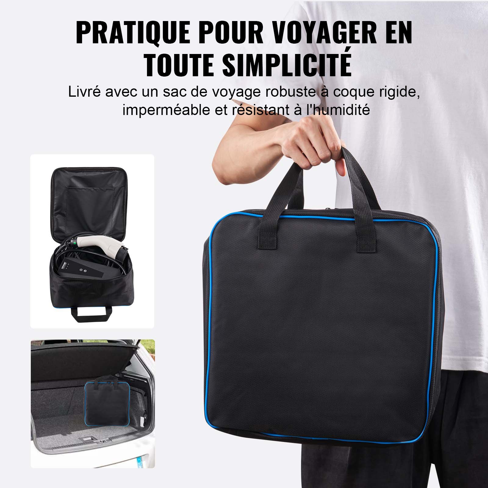 VEVOR Portable EV Charger Type 2, 16A 3.7 kW, Electric Vehicle Car Charger with 8.6m Charging Cable CEE 7/7 Plug, IEC 62196 Home EV Charging Station with Storage Bag Charging Cable Hook, IP66