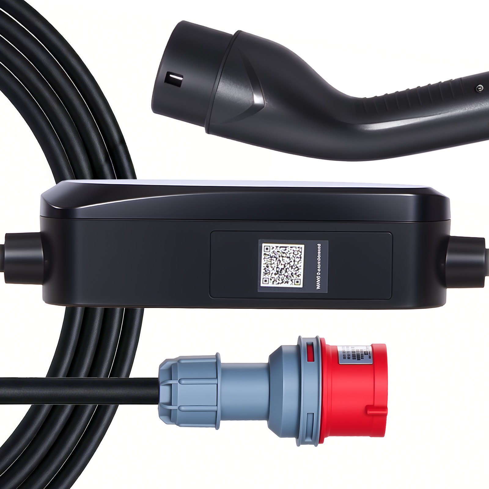VEVOR Mobile Wallbox, 11 kW 16A, Type 2 Portable EV Charger, 3 Phase Electric Vehicle Car Charger with 8 m Charging Cable, CEE16 Plug, LCD Screen, Adjustable EV Charging Station, IP66 Control Box