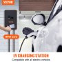 VEVOR Electric Vehicle Charging Station, 0-32A Adjustable, 7 kW 220-240V Type 2 Smart EV Car Charger with WiFi & LCD, 7.5M TPE Charging Cable, IEC 62196-2 for Indoor/Outdoor Use, IP66 & TUV Certified