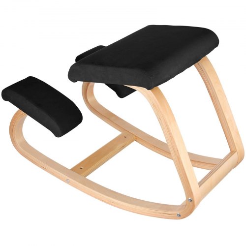 VEVOR Wooden Ergonomic Kneeling Chair Memory Seat Cushion Relieving Body  Black