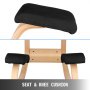 VEVOR Wooden Ergonomic Kneeling Chair Memory Seat Cushion Relieving Body Black