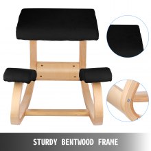 VEVOR Wooden Ergonomic Kneeling Chair Memory Seat Cushion Relieving Body Black