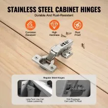 VEVOR Cabinet Door Hinges 60 Packs Full Overlay Soft Close for Frameless Type