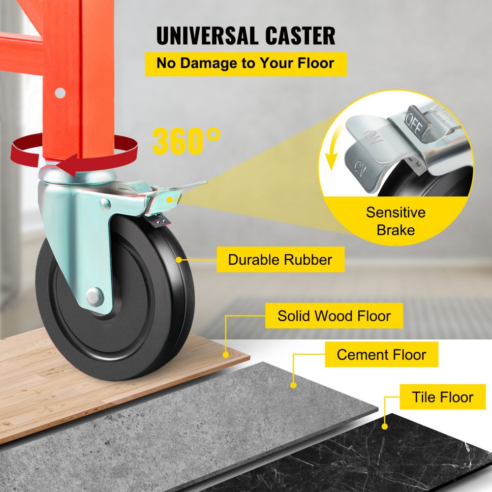 VEVOR Juego de estabilizadores para andamios de 18" x 18" 4 piezas con pasador de bloqueo y ruedas