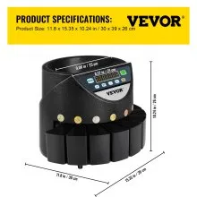 VEVOR Euro Coin Counter Sorter 500-1000 Coins Electronic Automatic EUR Coin Counting Machine 300 Coins Per Minute with 8 Coin Drawers for School Shop Bank