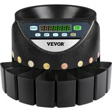 VEVOR Euro érme számláló válogató 500-1000 érme elektronikus automata EUR érme számláló gép 300 érme percenként 8 érmefiókkal iskolai boltbank számára