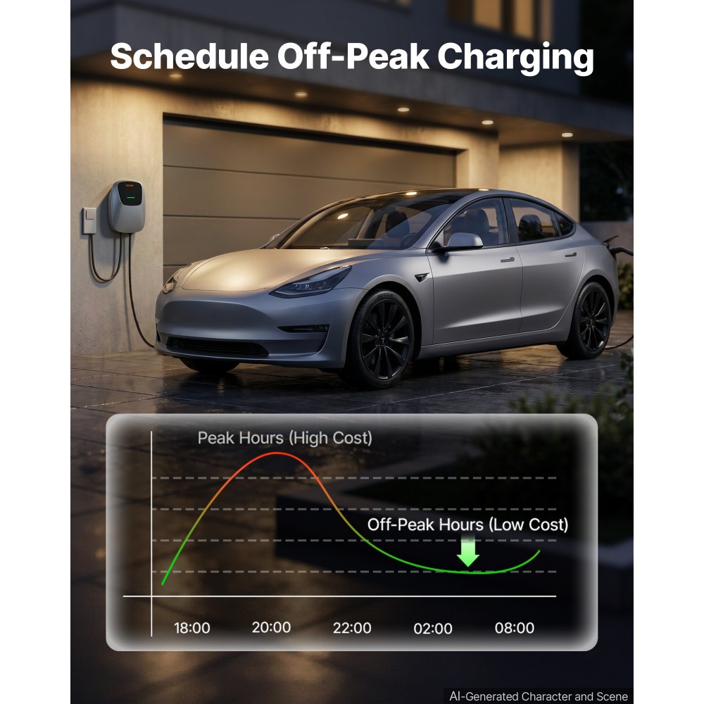 VEVOR Electric Vehicle Charging Station 11kW Three-Phase EV Charger 7.5M, for All EVs and PHEVs, 400V AC Home Type 2 Smart Car Wallbox, 16A Current, with APP Remote Control & LED Indicator, IP65