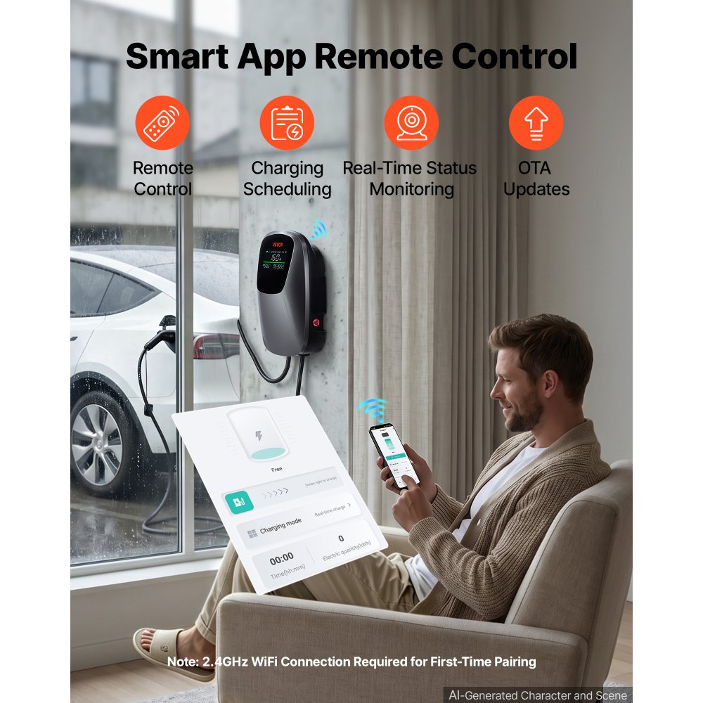 VEVOR Electric Vehicle Charging Station 11kW Three-Phase EV Charger CEE 16A, for All EVs and PHEVs, 400V AC Home Type 2 Smart Car Charging Wallbox, with APP Remote Control & Digital Display, IP65