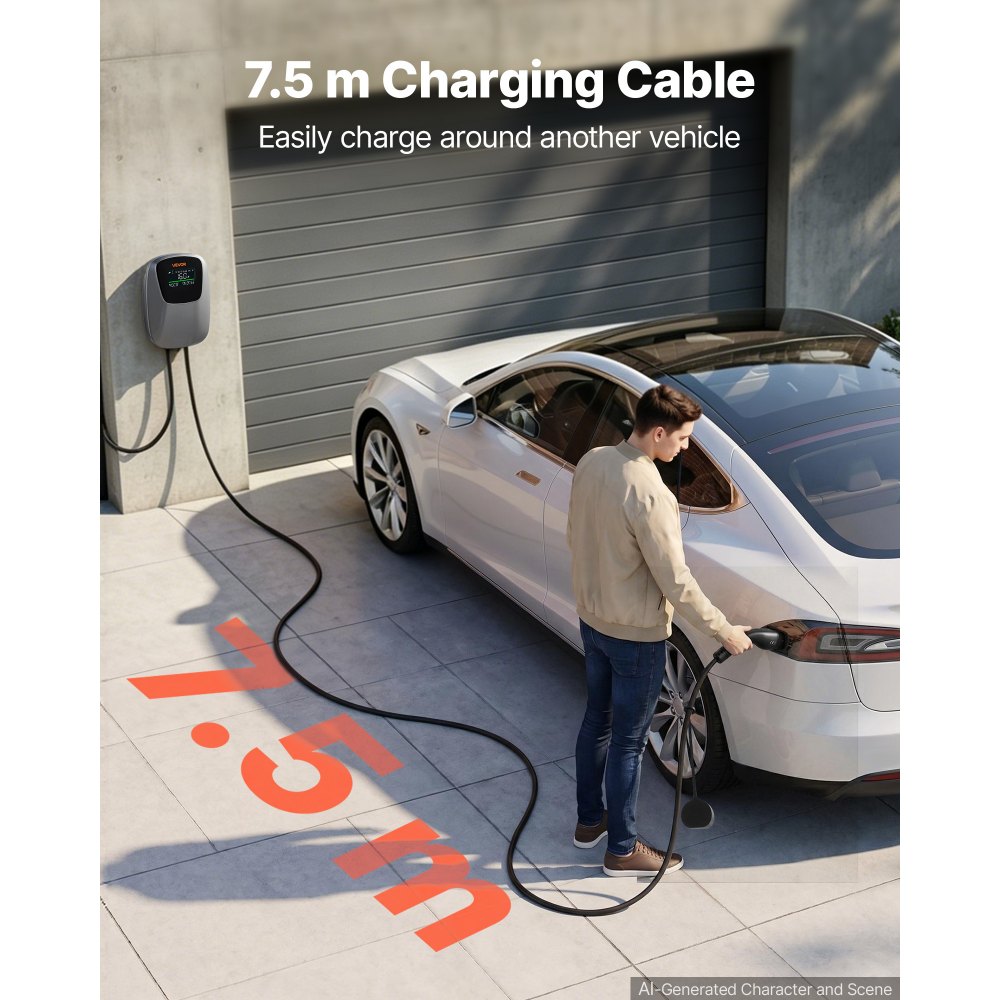VEVOR Electric Vehicle Charging Station 11kW Three-Phase EV Charger CEE 16A, for All EVs and PHEVs, 400V AC Home Type 2 Smart Car Charging Wallbox, with APP Remote Control & Digital Display, IP65