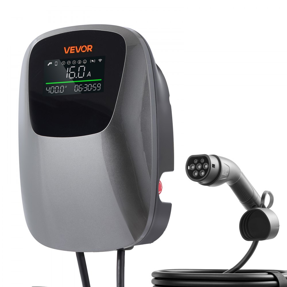 VEVOR Electric Vehicle Charging Station 11kW Three-Phase EV Charger CEE 16A, for All EVs and PHEVs, 400V AC Home Type 2 Smart Car Charging Wallbox, with APP Remote Control & Digital Display, IP65