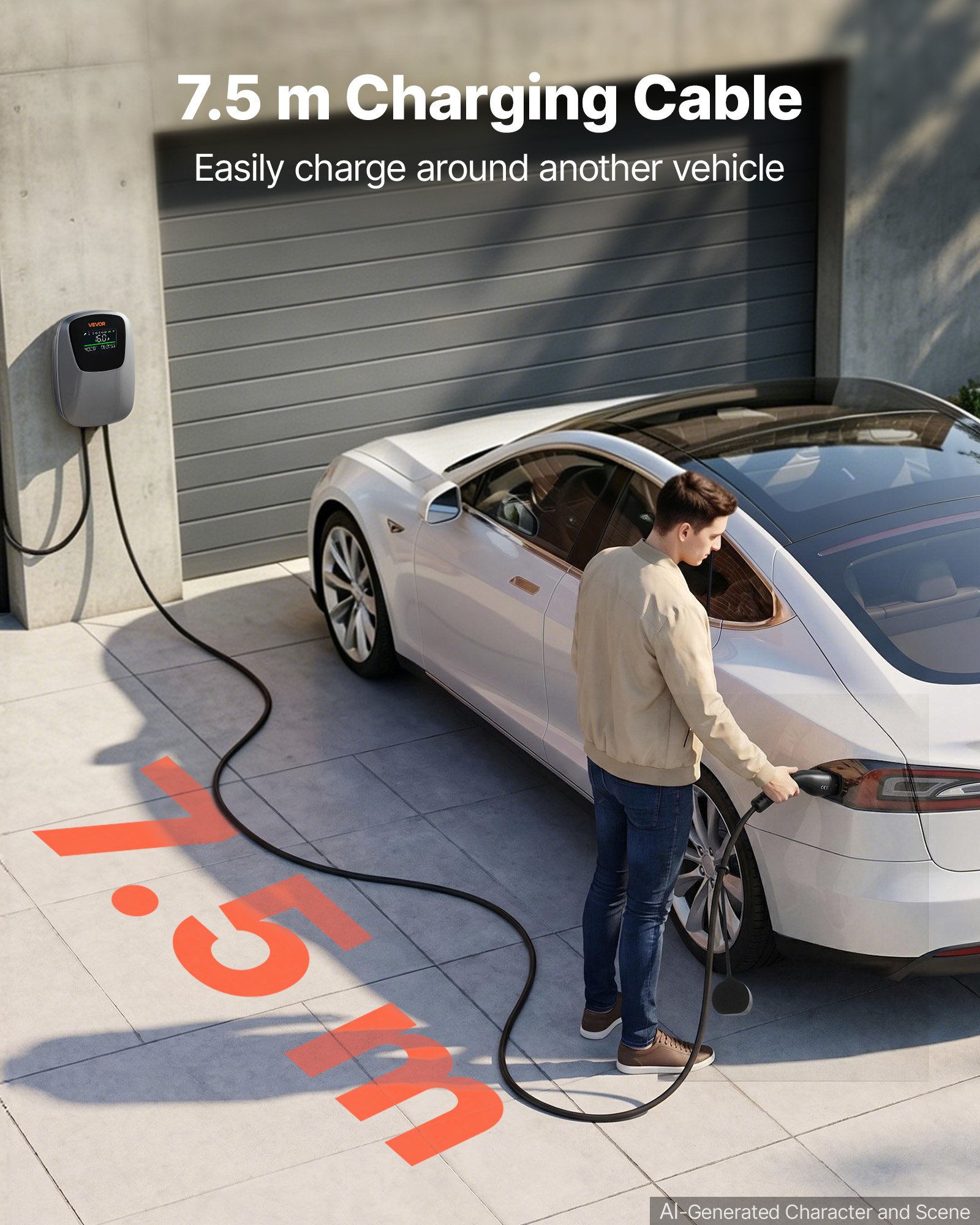 VEVOR Electric Vehicle Charging Station 11kW Three-Phase EV Charger CEE 16A, for All EVs and PHEVs, 400V AC Home Type 2 Smart Car Charging Wallbox, with APP Remote Control & Digital Display, IP65
