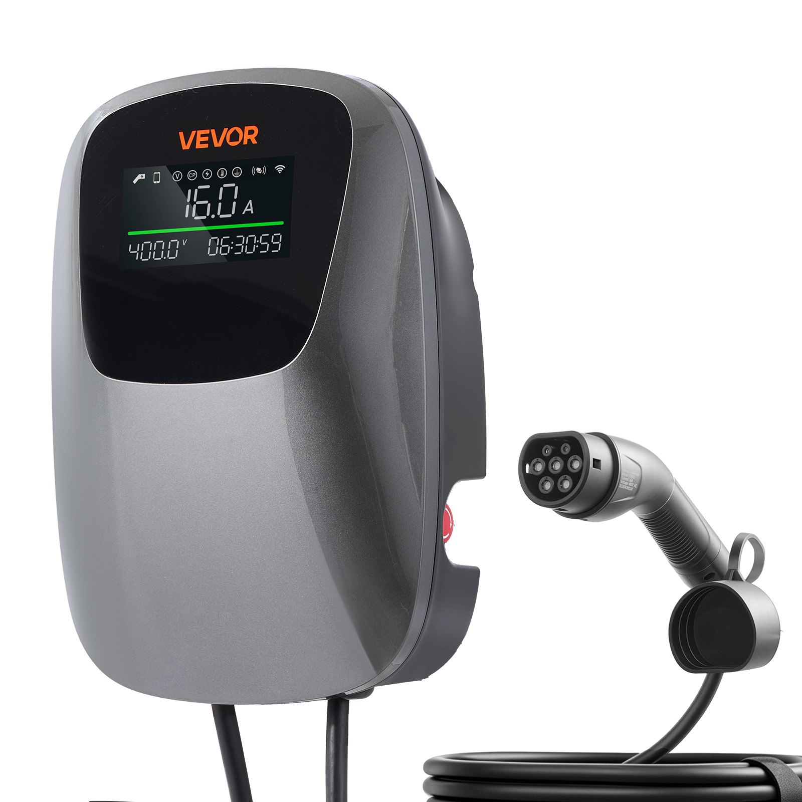 VEVOR Electric Vehicle Charging Station 11kW Three-Phase EV Charger CEE 16A, for All EVs and PHEVs, 400V AC Home Type 2 Smart Car Charging Wallbox, with APP Remote Control & Digital Display, IP65