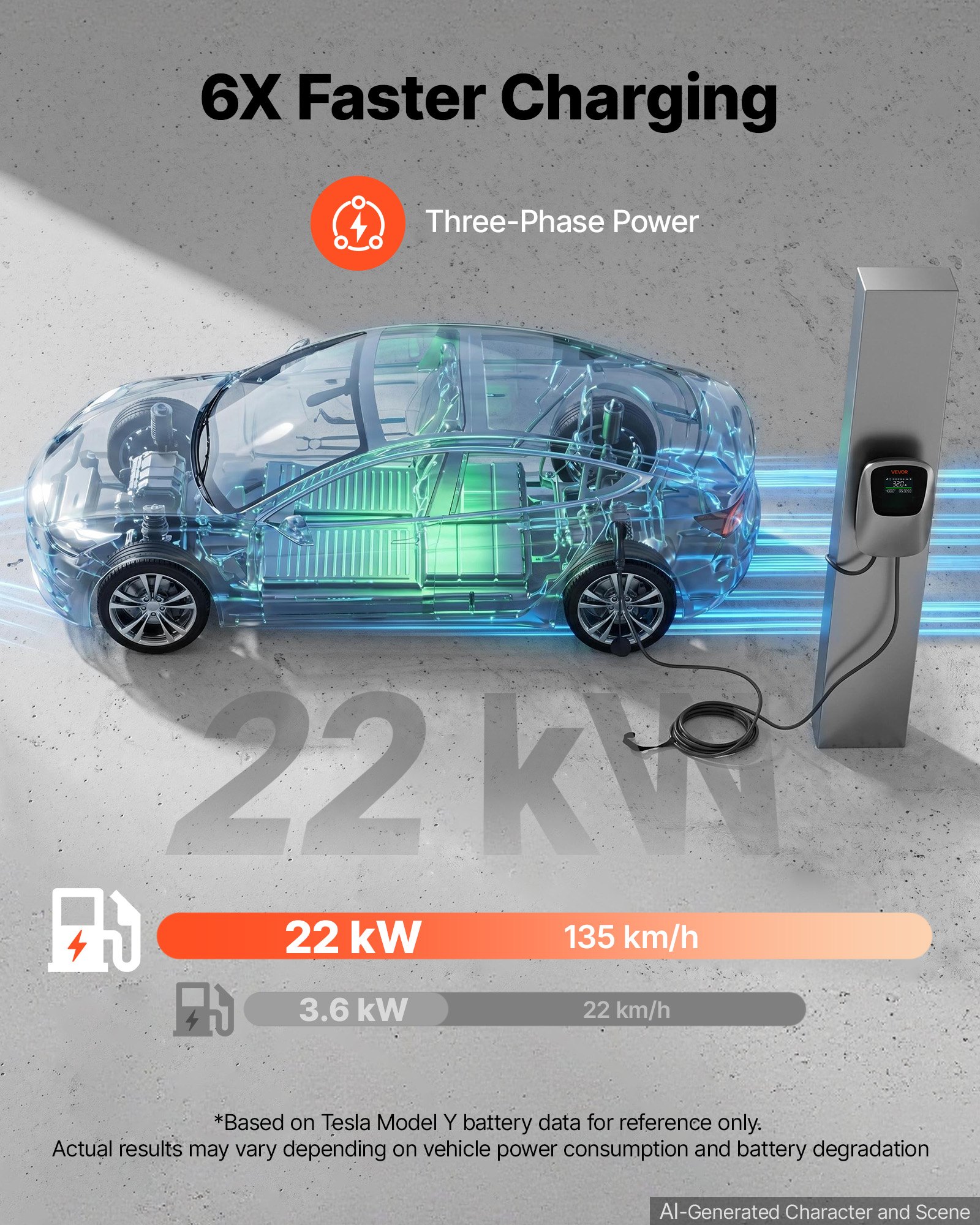 VEVOR Electric Vehicle Charging Station 22kW Three-Phase EV Charger CEE 32A, for All EVs and PHEVs, 400V AC Home Type 2 Smart Car Charging Wallbox, with APP Remote Control & Digital Display, IP65