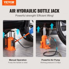 VEVOR Air Hydraulic Bottle Jack, 20 Ton/40000 LBS All Welded Bottle Jack, 265 - 500 mm løfteområde, manuell håndtak og luftpumpe, for bil, pickup, lastebil, bobil, bilreparasjon, industriteknikk