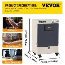 VEVOR Solder Fume Extractor, 330W 270 CFM Smoke Absorber, 6-Stage Filters 5 Speeds with Wireless Remote Control for Soldering, Laser Engraving and DIY Welding (Hose Not Included)