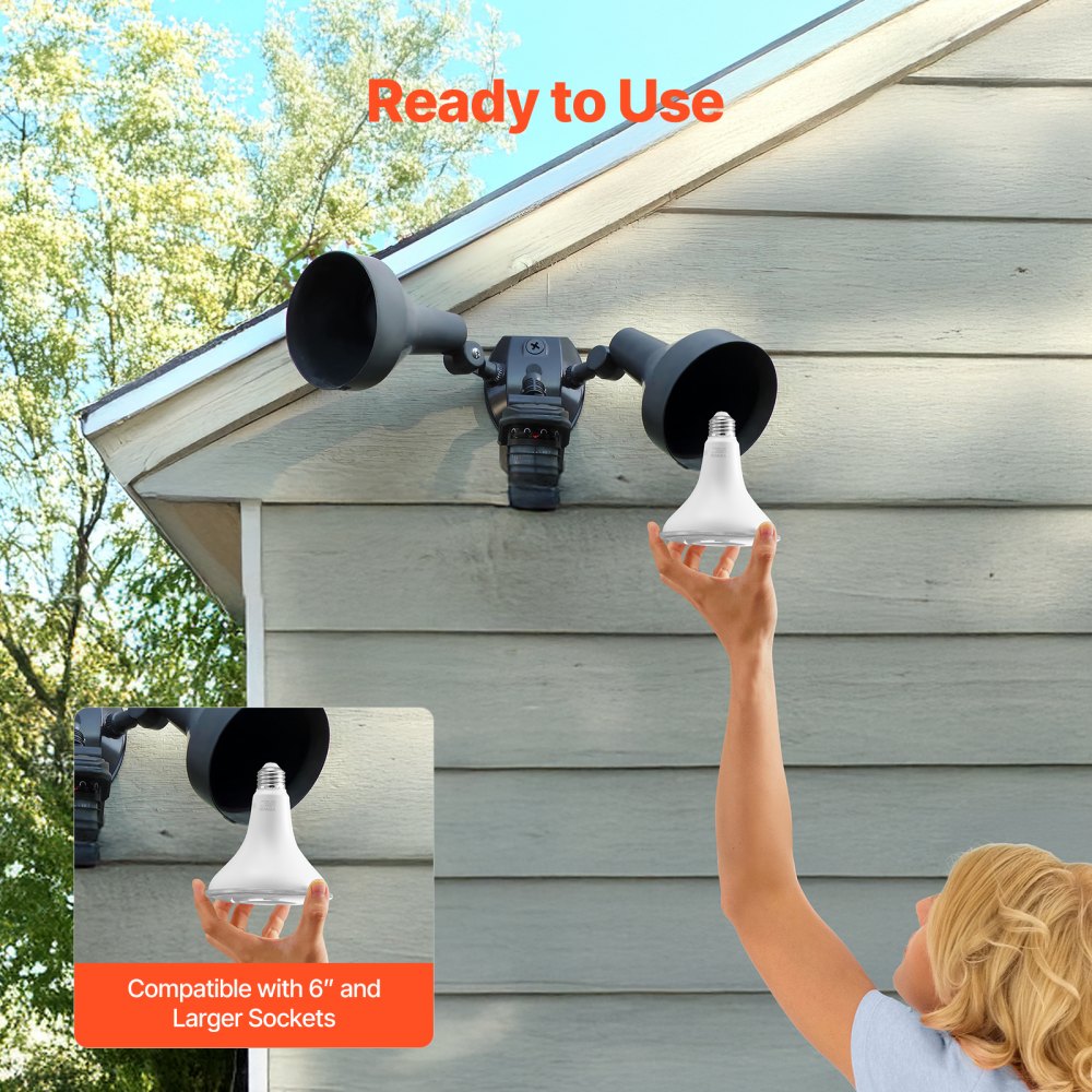 VEVOR PAR38 Flood Light Bulb, 6 Pack LED Outdoor Flood Lights, 1050 Lumens LED Flood Light Bulbs, 5000K Cool White Light, 15,000 Hour Lifetime, Weatherability Stepless Dimmable Recessed Can Light Bulb