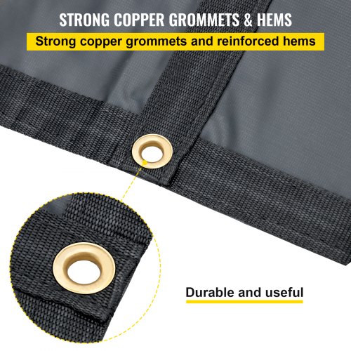 VEVOR Flatbed Tarps, 18OZ Flatbed Truck Tarp, 16x20 Ft Vinyl Lumber Tarp, Black Heavy Duty Trailer Tarp with Stainless Steel D Rings and a Flap For Trucks, Vans, Small Boats, Machinery & Outdoor Mater