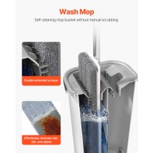 VEVOR Mop and Bucket with Wringer Set, Wet & Dry Use, Flat Mop and Bucket System with 3 Washable Microfiber Pads, Flat Mop with Stainless Steel Handle, Mop Bucket Set for Hardwood Tile Vinyl