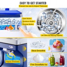 Commercial Ice Shaver Ice Shaving Machine, with Hopper, Electric Snow Cone Maker