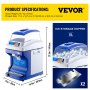 VEVOR Commercial Ice Shaver 441 LBS/H Ice Shaving Capacity, Ice Shaving Machine with 11 LBS Hopper, Ice Shaver Machine Electric 300W Snow Cone Maker 320 RPM Ταχύτητα περιστροφής, Shaved Ice Maker Machine