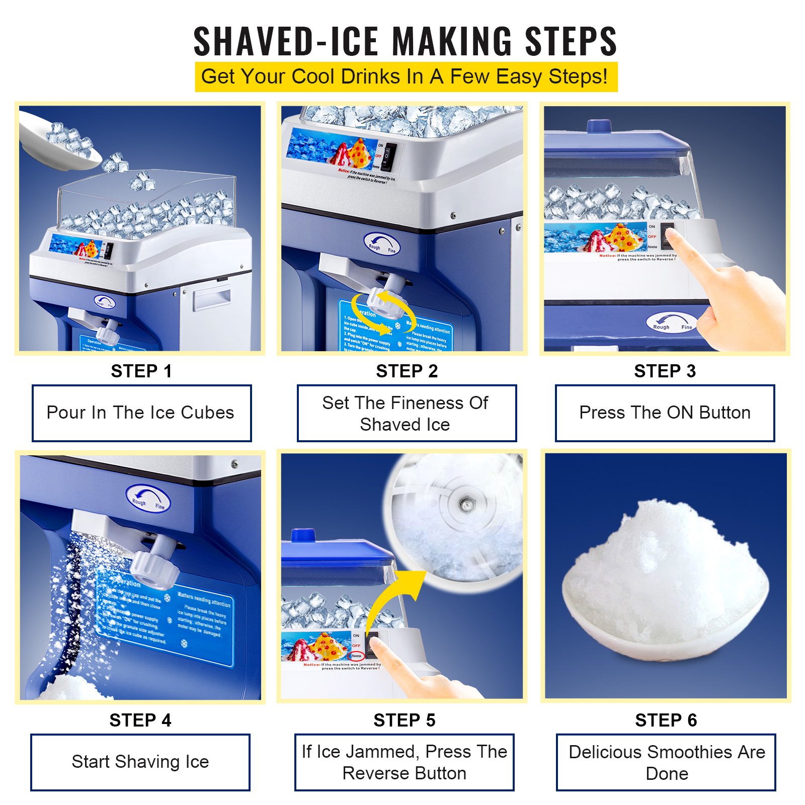 VEVOR Commercial Ice Shaver 441 LBS/H Ice Shaving Capacity, Ice Shaving Machine with 5L Hopper, Ice Shaver Machine Electric 300W Snow Cone Maker 320 RPM Rotate Speed, Shaved Ice Maker Machine