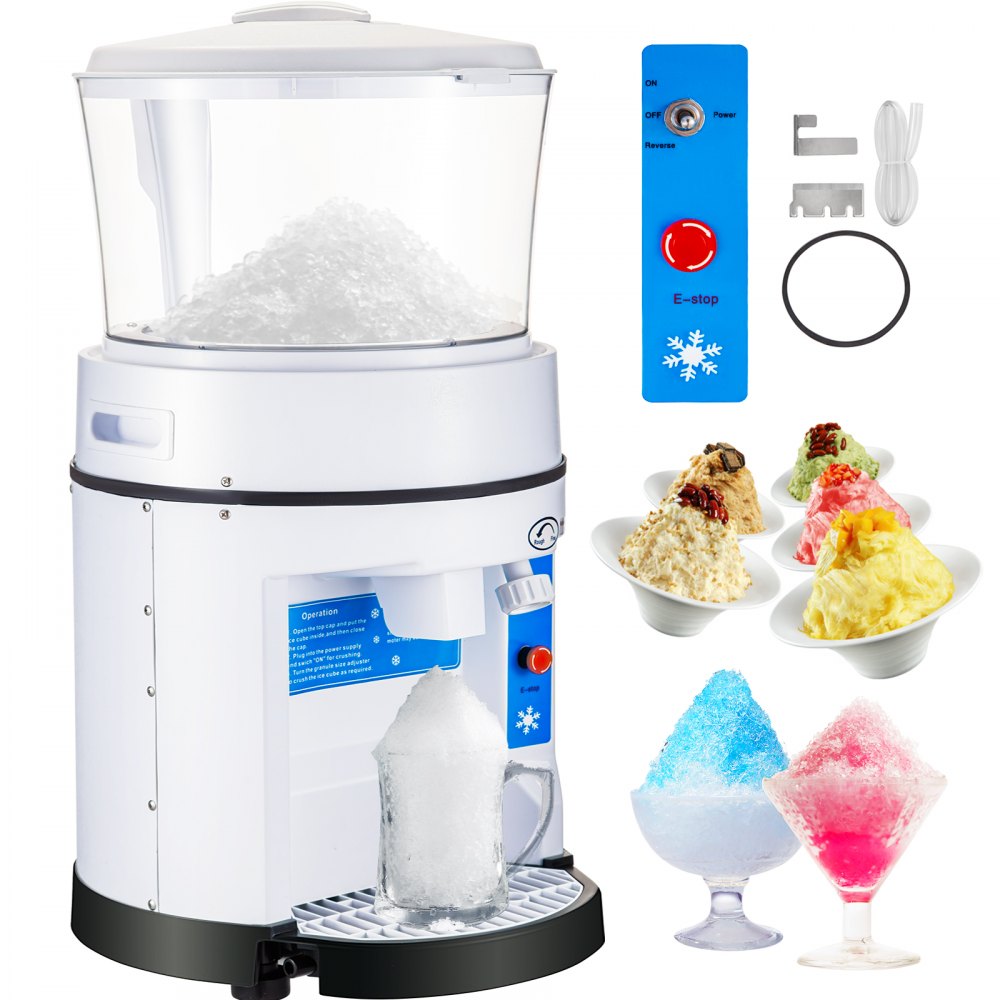 VEVOR 110V Commercial Ice Shaver Crusher 1100LBS/H with 17.6 LBS Hopper, 350W Tabletop Electric Snow Cone Maker 320 RPM Rotate Speed Perfect For Parties Events Snack Bar