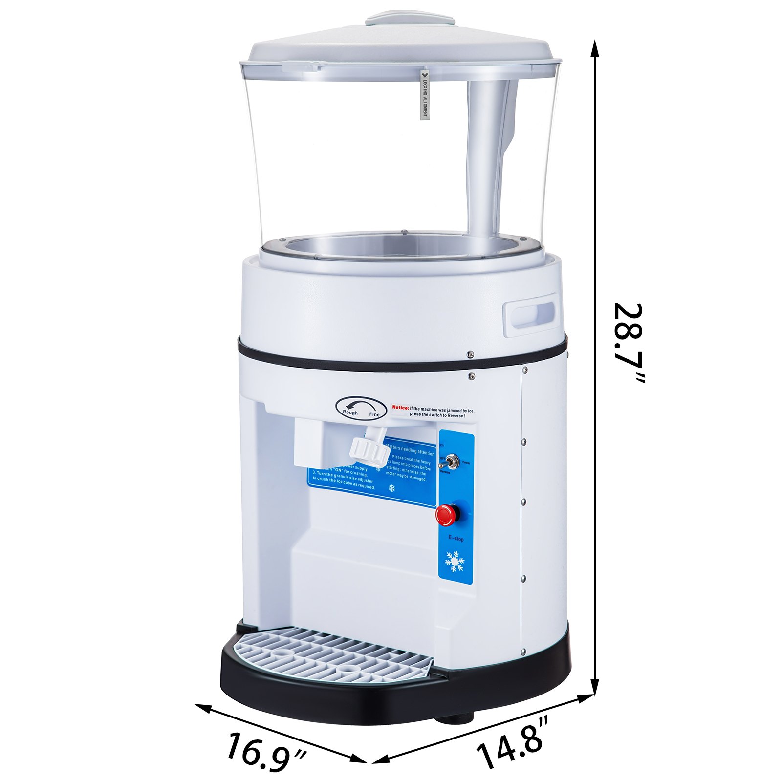 Electric Ice Crusher Shaver Commercial Machine Snow Cone Maker w/Hopper 500kg/h