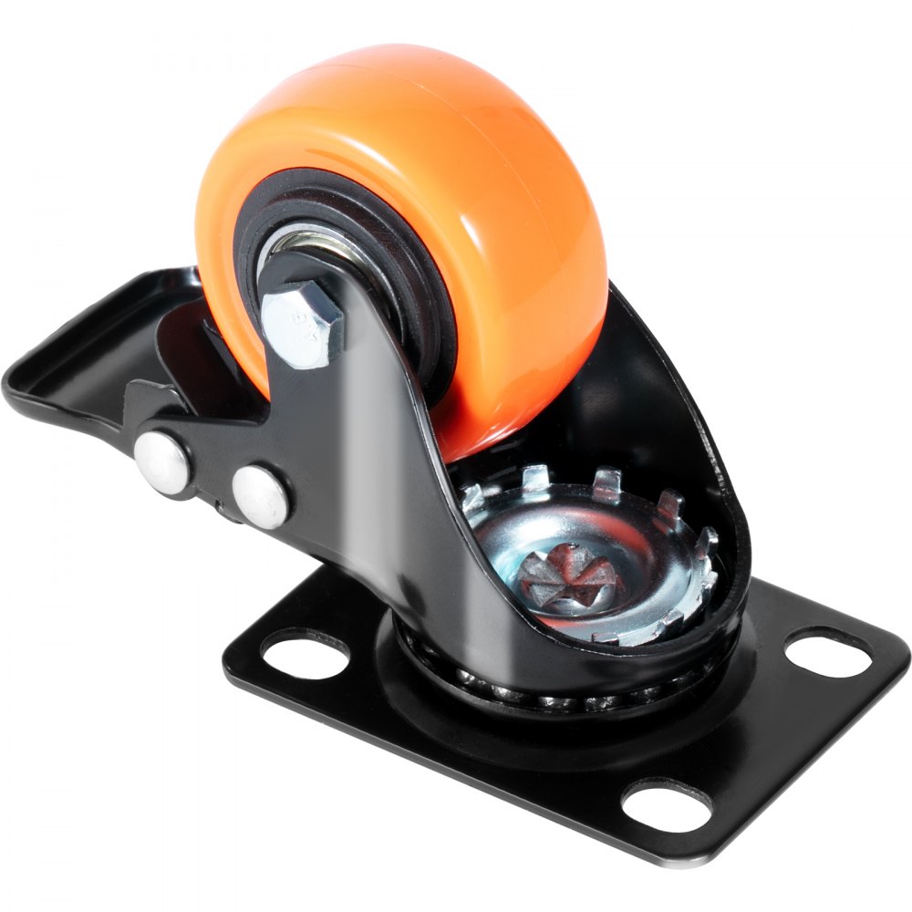 orange VEVOR caster wheel with black mounting plate and swivel mechanism.