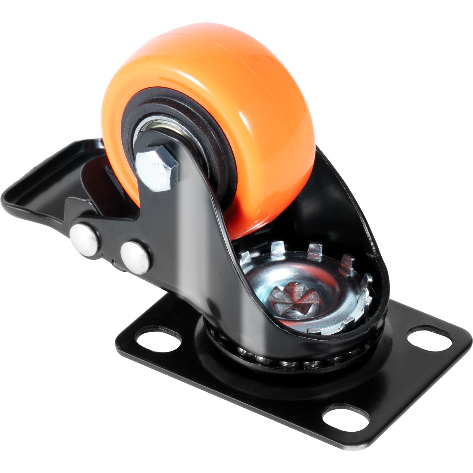 orange VEVOR caster wheel with black mounting plate and swivel mechanism.