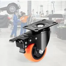 VEVOR Caster Wheels, 3-inch Swivel Plate Casters, Set of 4, with Security A/B Locking No Noise PVC Wheels, Heavy Duty 250 lbs Load Capacity Per Caster, Non-Marking Wheels for Cart Furniture Workbench