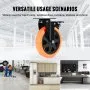 VEVOR Caster Wheels, 6-inch Swivel Plate Casters, Set of 4, with Security A/B Locking No Noise PVC Wheels, Heavy Duty 700 lbs Load Capacity Per Caster, Non-Marking Wheels for Cart Furniture Workbench