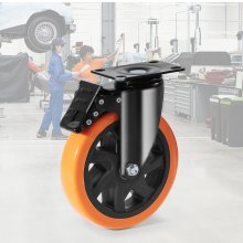 VEVOR Caster Wheels, 6-inch Swivel Plate Casters, Set of 4, with Security A/B Locking No Noise PVC Wheels, Heavy Duty 700 lbs Load Capacity Per Caster, Non-Marking Wheels for Cart Furniture Workbench