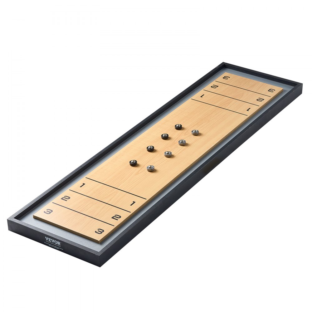 VEVOR Shuffleboard and Curling 2 in 1 Board Games, 45" Portable Tabletop Set, Two Sided Tabletop Shuffleboard with 8 Rolling Pucks, Shuffleboard and Curling Combo Game Set for Kids and Family