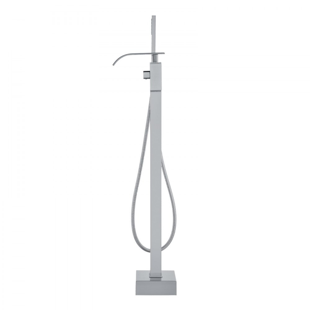 VEVOR freestanding bathtub faucet with sleek design and hand shower, finished in brushed nickel.