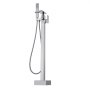 VEVOR freestanding bathtub faucet with sleek chrome finish and handheld shower attachment.