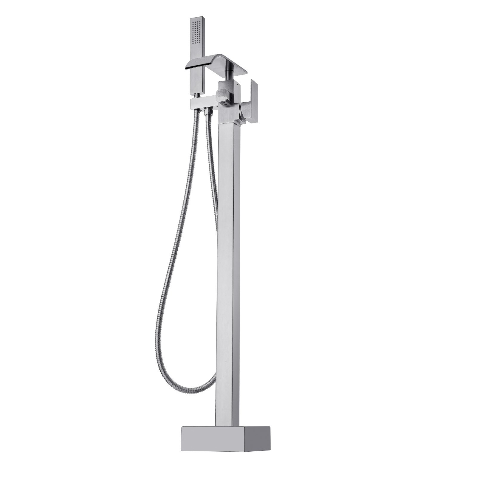 VEVOR freestanding bathtub faucet with sleek chrome finish and handheld shower attachment.