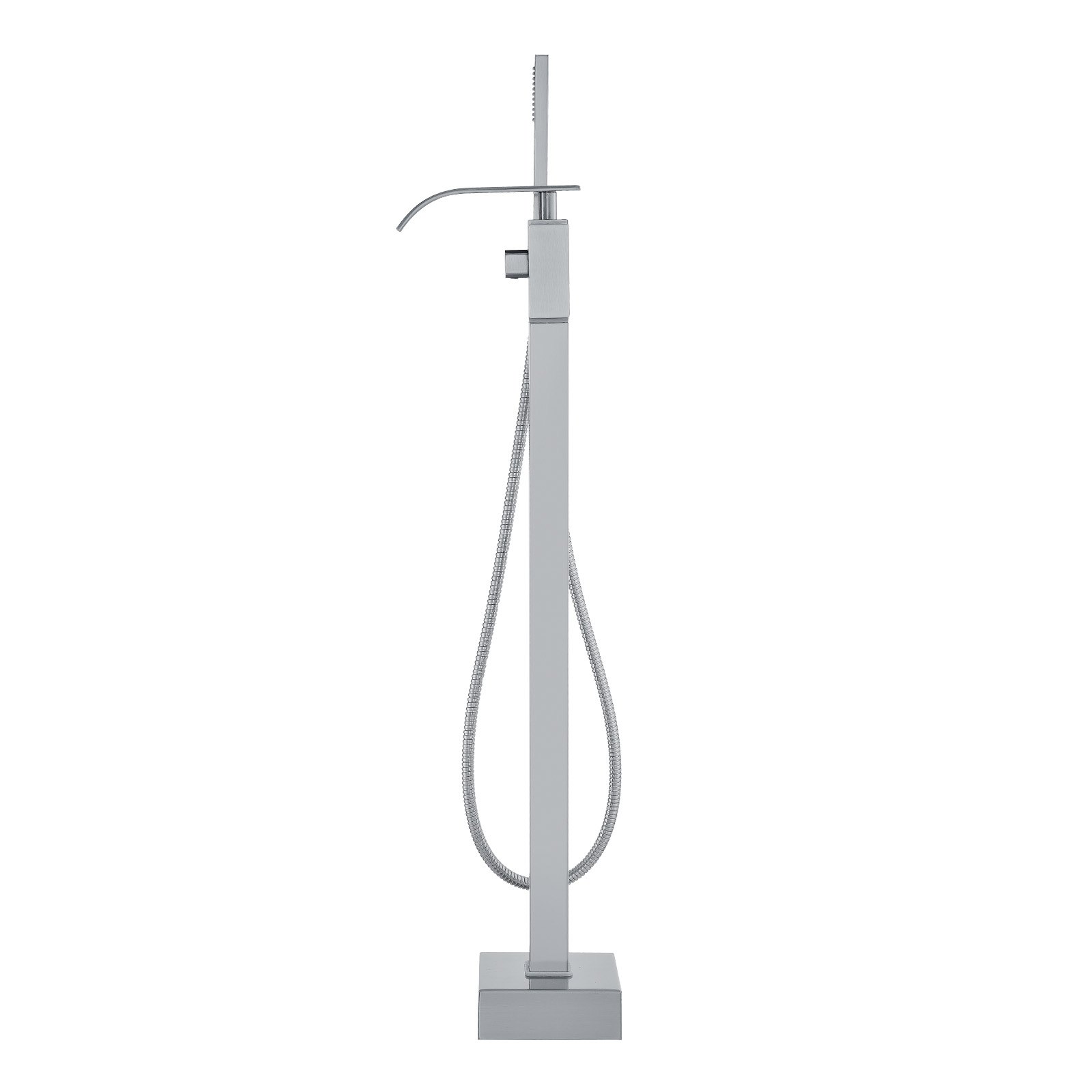 VEVOR freestanding bathtub faucet with sleek design and hand shower, finished in brushed nickel.