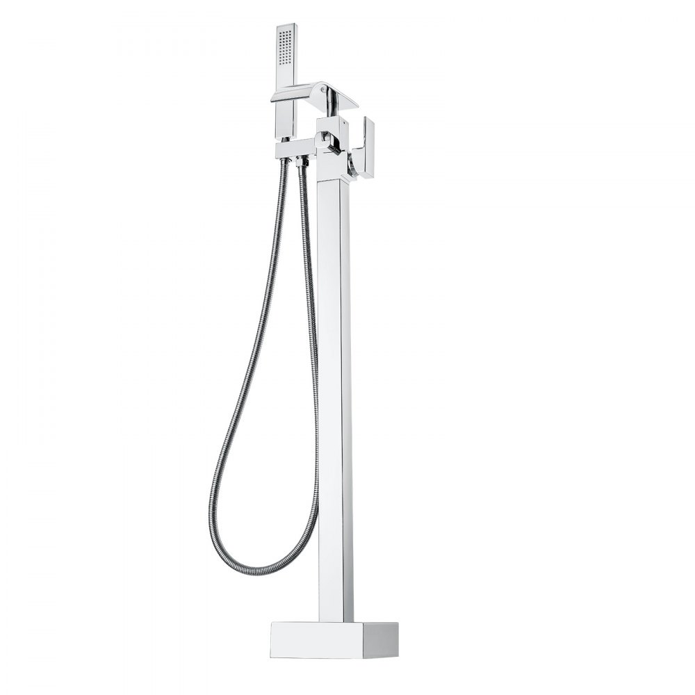 VEVOR Freestanding Bathtub Faucet, Floor Mount, Freestanding Tub Filler, Shower Mixer Taps, Two Water Modes, 360° Swivel Spout, for Bathing & Showering Pet Bathing Cleaning Drains Toilet Flushing