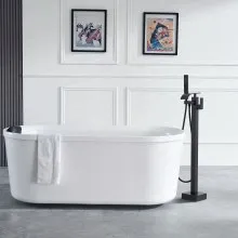 VEVOR Freestanding Bathtub Faucet, Floor Mount, Freestanding Tub Filler, Shower Mixer Taps, Two Water Modes, 360° Swivel Spout, for Bathing & Showering Pet Bathing Cleaning Drains Toilet Flushing