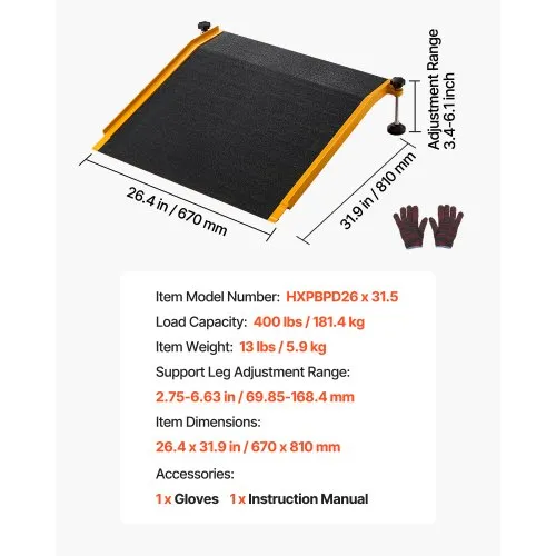 Alumiiniumist reguleeritav läveramp 670 x 810 mm, 181 kg — pilt 7