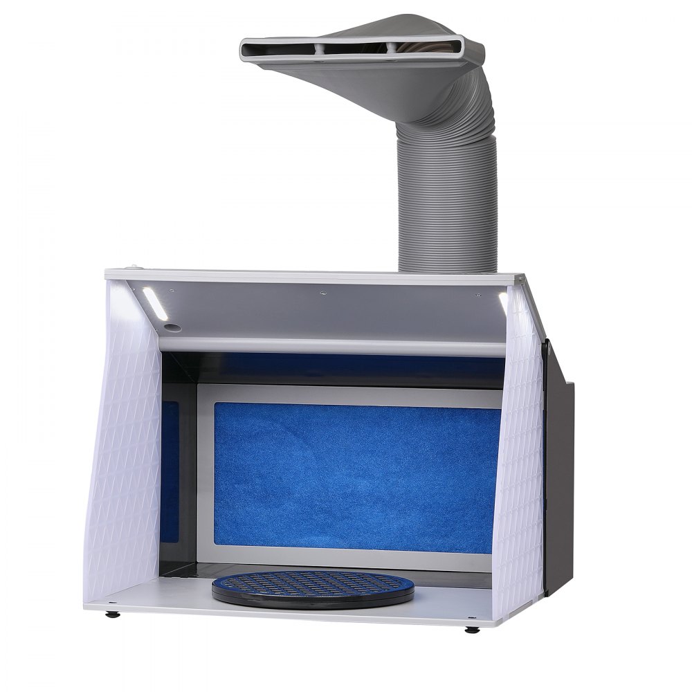 VEVOR Airbrush Spray Booth, Portable Hobby Airbrush Paint Spray Booth Kit with 4 LED Light, Powerful Dual Exhaust Fans, Turntable and 6 ft Extension Hose, for Painting Models, Arts, Crafts, Cakes