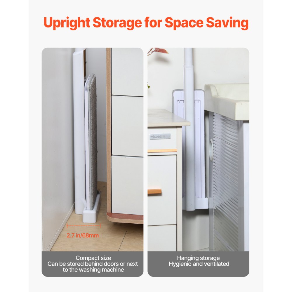 VEVOR Flat Mop, Self Wringing, Microfiber Floor Mop with 4 Reusable & Washable Mop Pads for Dry & Wet Floor Cleaning, Microfiber Flat Mop with Stainless Steel Handle for Hardwood Laminate Tile Vinyl