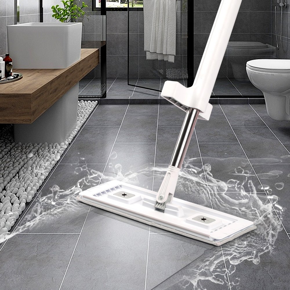 VEVOR Flat Mop, Self Wringing, Microfiber Floor Mop with 4 Reusable & Washable Mop Pads for Dry & Wet Floor Cleaning, Microfiber Flat Mop with Stainless Steel Handle for Hardwood Laminate Tile Vinyl