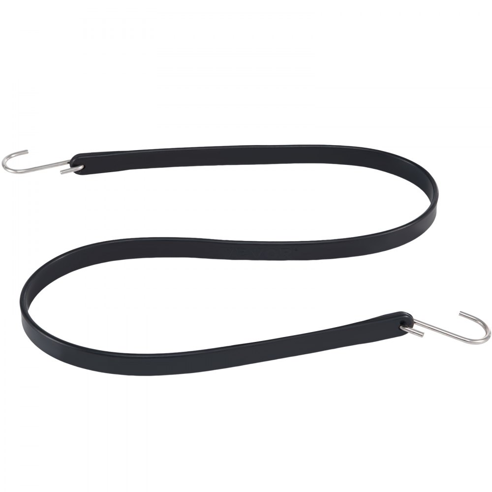 black VEVOR rubber bungee cord with metal hooks at each end.